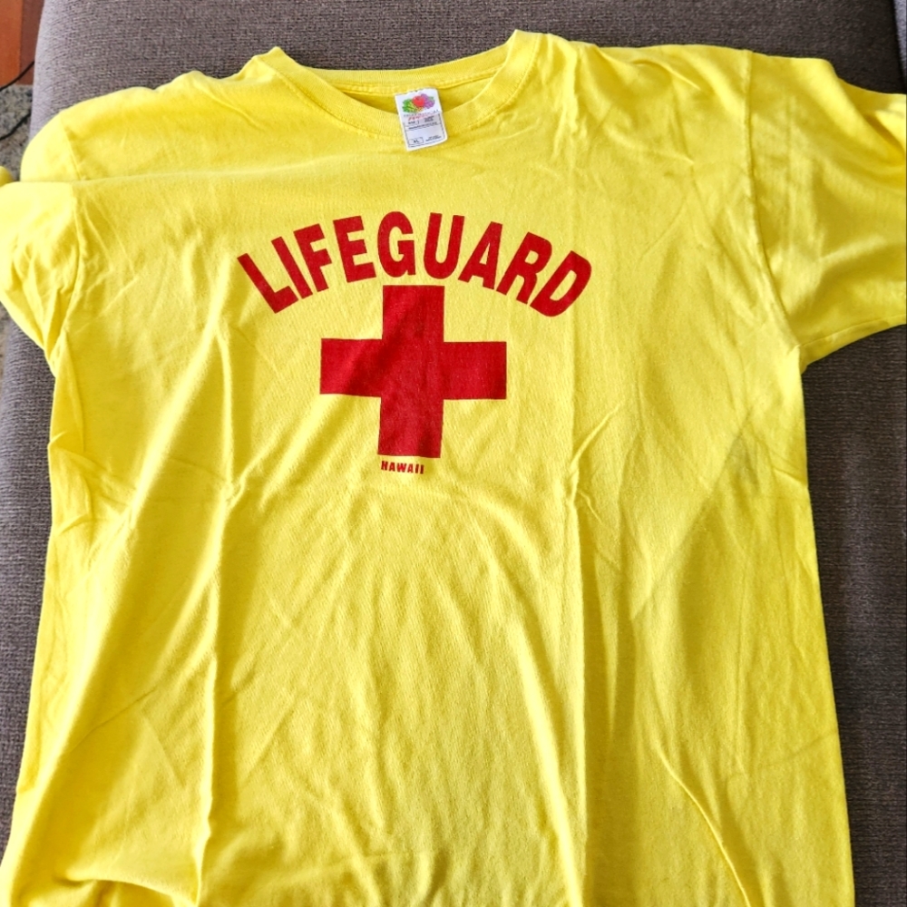 Lifeguard Hawaii T-Shirt Bright Yellow XL Fruit of the Loom Heavy Cotton